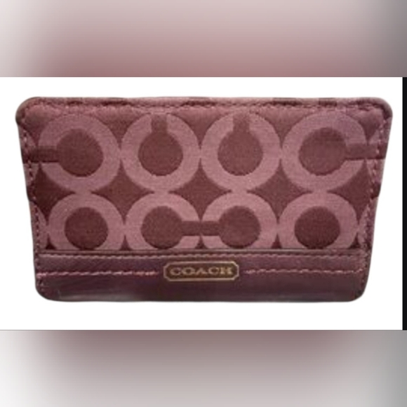 Coach Handbags - small Coach bifold wallet in a signature C jacquard canvas and dark leather trim